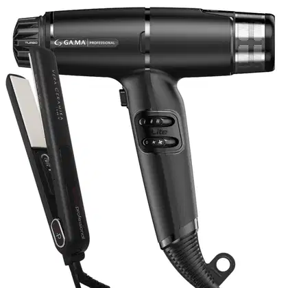 Imagem do produto GA.MA Italy Kit Secador iQ Lite Max Black e Prancha G-Evo Vera Ceramika 127V