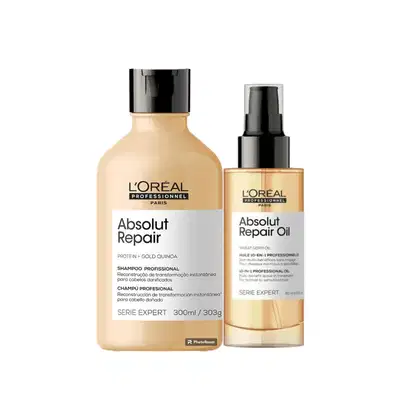 Kit L'Oréal Professionnel Serie Expert Absolut Repair Gold Quinoa + Protein Duo Nutrição Intensa, 2 produtos.