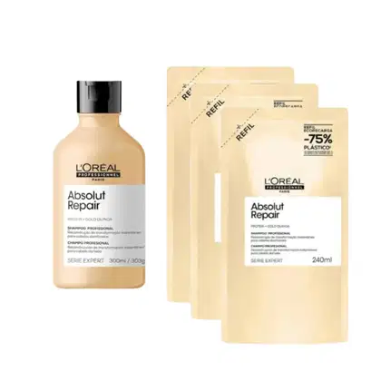 Kit L'Oréal Professionnel Expert Absolut Repair Gold Quinoa + Protein Quarteto Refil, 4 produtos.