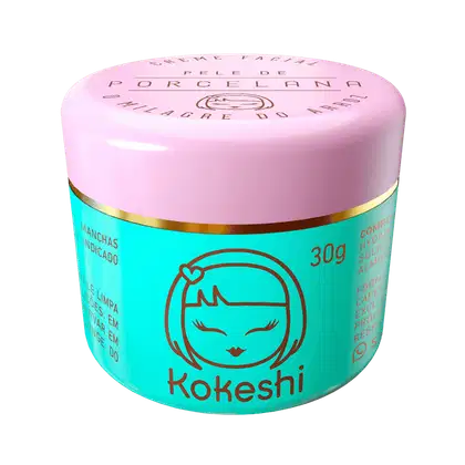 Creme Hidratante Facial Kokeshi Cosméticos Pele de Porcelana, 30g.
