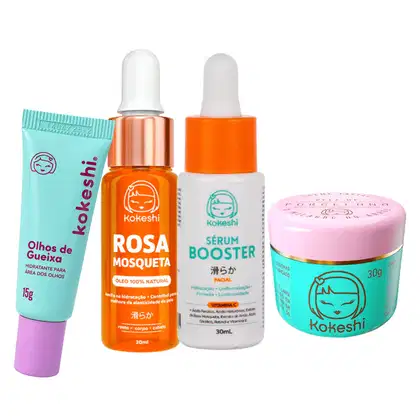 Imagem do produto Kit 4 Renovadores Kokeshi Vitamina C Rosa Mosquesta Pele Porcelana Olhos de Gueixa