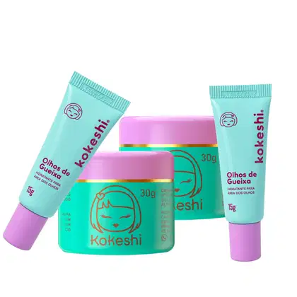 Imagem do produto Super Kit Renovadores Faciais Kokeshi Hidratação Renovação 2 Cremes e Olhos de Gueixa