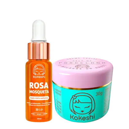 Imagem do produto Kit Creme Pele de Porcelana + Óleo de Rosa Mosqueta Puro Kokeshi