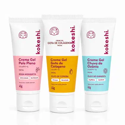 Imagem do produto Kit Linha Ozônio Kokeshi com 3 unidades Cremes Faciais Óleo de Girassol