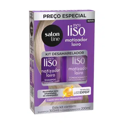 Imagem do produto Kit Shampoo 300ml + Condicionador 200ml  Meu Liso Matizador Loiro