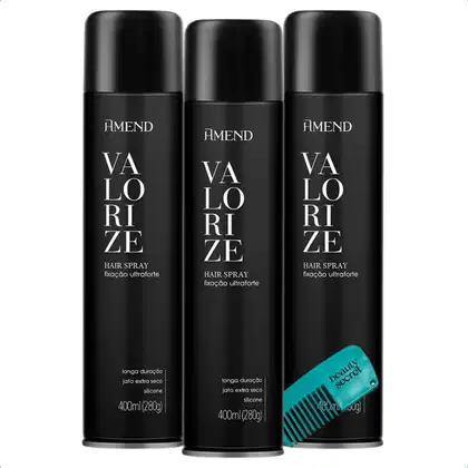 Imagem do produto Kit Hair Spray Amend 3 Unidades de 400ml e Mini Pente Beauty