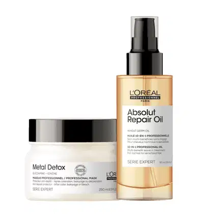 Kit L'Oréal Professionnel Metal Detox + Absolut Repair Duo, 2 produtos.