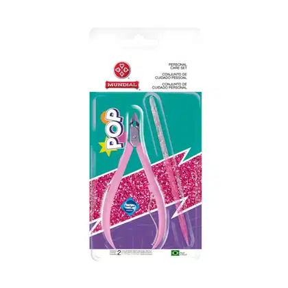 Imagem do produto Alicate De Cutícula Com Espátula Dupla Pop 751 Rosa Mundial