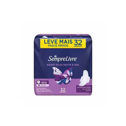 Imagem do produto Sempre Livre Adapt Plus Noite e Dia Seca - Absorvente com Abas (32 Unidades)