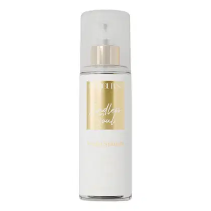 Frasco de perfume Barbour's Beauty Endless Soul, com design elegante em tons claros e dourados, contendo um líquido transparente. O rótulo destaca o nome da fragrância em letras douradas.