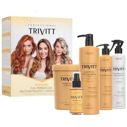 Imagem do produto Kit Trivitt Cauterização Profissional Pós Química (5 Itens) – Reconstrução, Brilho e Força