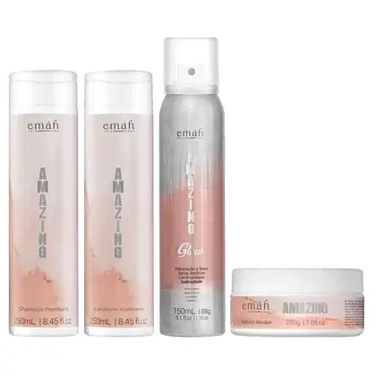 Kit Emáh Hair Care Amazing Quarteto Glow, 4 produtos.