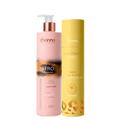 Imagem do produto Duo Mix Creme de Pentear Afro 4abc e Gel e Creme Crespos 300mL - Dhonna | O Poder da Definição para Fios