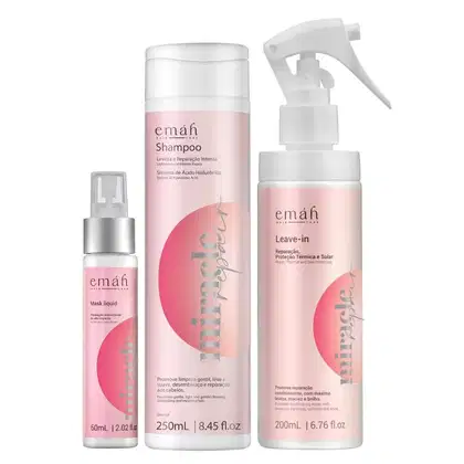 Kit Emáh Hair Care Miracle Repair Three Home Essential, 3 produtos.