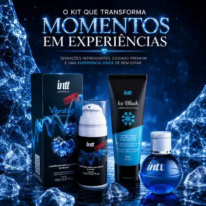 Imagem do produto Kit Prazer Gelado: Combo 3 em 1 com Vibrador Líquido, Lubrificante Ice Black e Gel Beijável