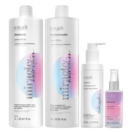 Kit Emáh Hair Care Miracle Nutrition Quarteto Salon, 4 produtos.