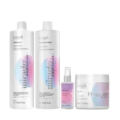 Kit Emáh Hair Care Miracle Nutrition Quarteto Power Salon, 4 produtos.