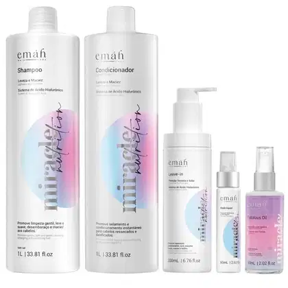 Kit Emáh Hair Care Miracle Nutrition Five Salon, 5 produtos.