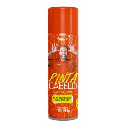 Tinta Capilar Temporária Popper Pinta Cabelo Neymar Jr. Laranja Fluorescente, 150ml.