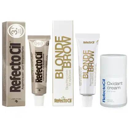 Imagem do produto Kit 2 Tinturas Refectocil Castanho Claro + Blonde Brow + Oxidante Creme