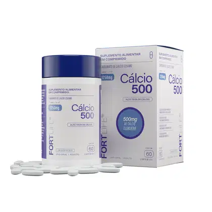Imagem do produto FortLife Pharma Cálcio 500 - Suplemento Vitamínico (60 Cápsulas)