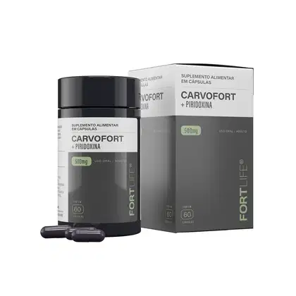 Imagem do produto FortLife Pharma CarvoFort Piridoxina - Suplemento Vitamínico (60 Cápsulas)