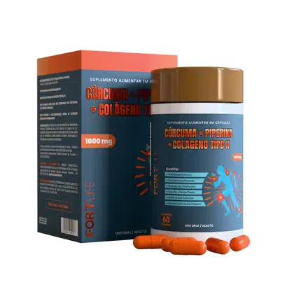 Imagem do produto FortLife Pharma Cúrcuma + Piperina + Colágeno Tipo II - Suplemento Vitamínico (60 Cápsulas)