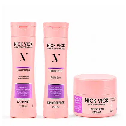 Imagem do produto Kit NICK VICK Liso Extremo (Shampoo, Condicionador e Máscara Liso Extremo)
