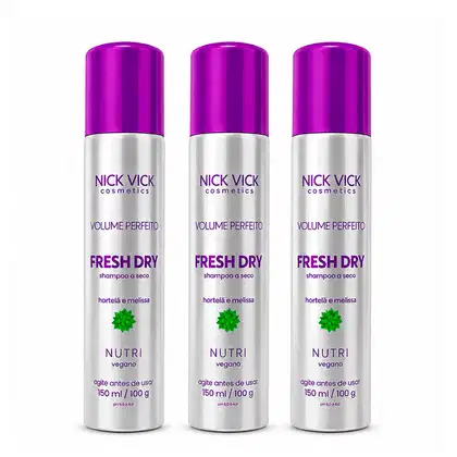 Imagem do produto Kit 3 Shampoo a Seco Hortelã e Melisa NICK VICK NUTRI 150ml