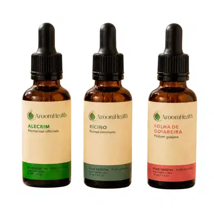 Imagem do produto Kit óleos vegetais de Alecrim, Folha da goiabeira e Rícino - 30 ml cada