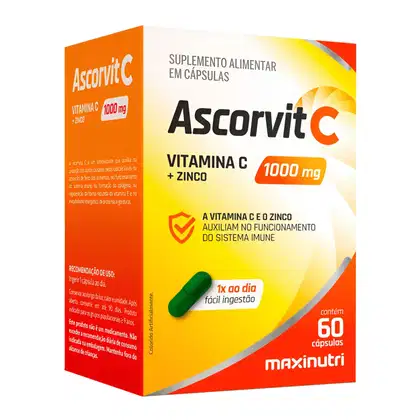 Imagem do produto AscorVit Vitamina C + Zinco 1000mg 60 Cápsulas Maxinutri