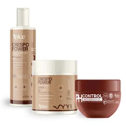 Kit Apice Acidificante PH Control, Gelatina e Creme De Pentear Crespo Apse