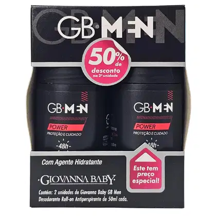 Imagem do produto Giovanna Baby GB Men Kit 2 Desodorante Roll-on Power 48h Vegano 50ml Cada