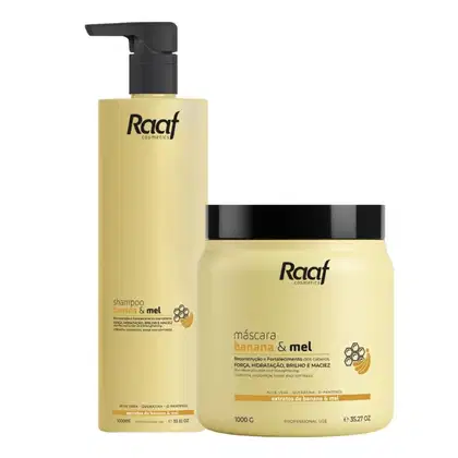 Imagem do produto Kit Reconstrutor Banana e Mel Shampoo 1L + Máscara 1kg Raaf Cosmetics