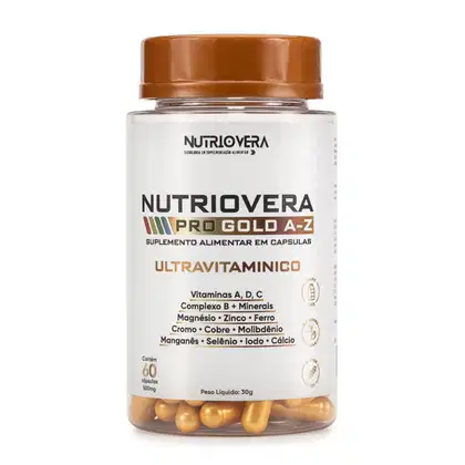 Imagem do produto Suplemento Ultravitaminico Pro Gold A-Z Vitaminas A, C, D e complexo B, Zinco, Magnésio, Ferro e Cálcio.