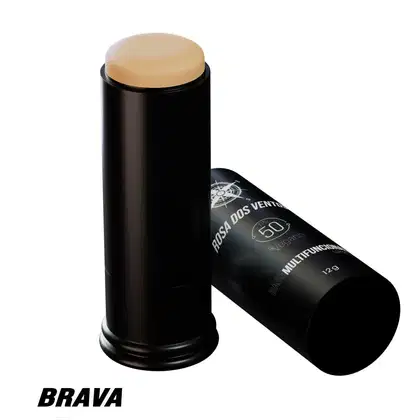 Imagem do produto Rosa dos Ventos - Base Multifuncional Esportiva - Cor Brava (fundo BEGE) - FPS 50 em Bastão 12g