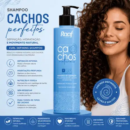 Imagem do produto Shampoo para Cachos Definição Natural e Hidratação Raaf Cosmetics 300ml