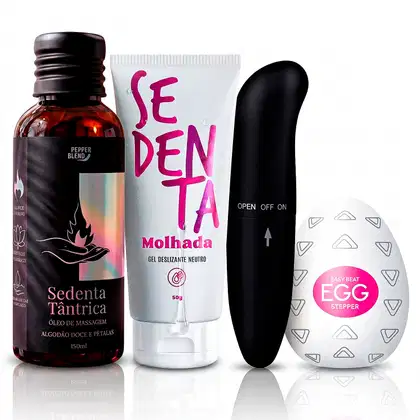 Imagem do produto Kit Casal Óleo de Massagem Tântrica Algodão Doce e Pétalas 120ml Gel Funcional Egg Ponto G Aveludado