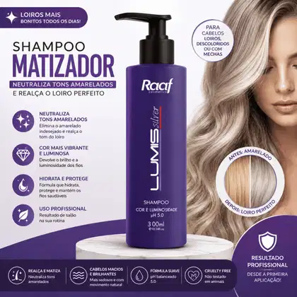 Imagem do produto Shampoo Matizador Lumis Silver Raaf - 300ml