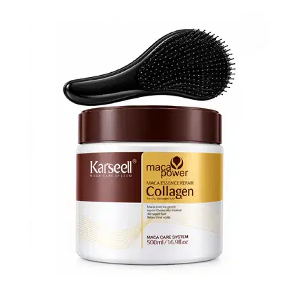Imagem do produto Máscara Collagen Karseell 500ml Original - Reparação Capilar Profunda + Escova Mágica