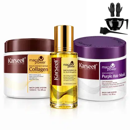 Imagem do produto Kit Karseell Hidratação Capilar Máscara Collagen 500ml + Matizadora Purple 500ml + Óleo 50ml