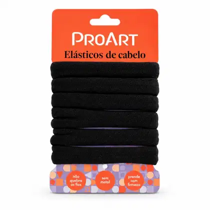 Imagem do produto Elásticos De Cabelo Proart Preto Com 6 Unidades Ec14bb