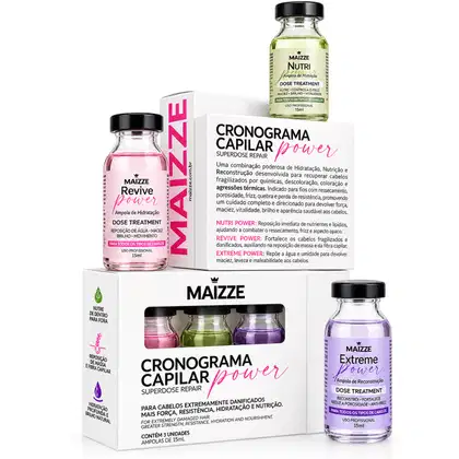 Imagem do produto Cronograma Capilar Maizze Power Superdose Repair - 3 Ampolas 15mL