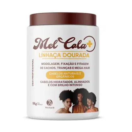 Imagem do produto Mel Cola Linhaça Dourada Trihair 1kg — Gel Modelador Vegano para Cachos