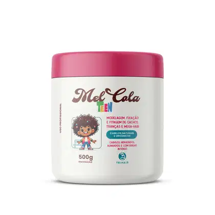 Imagem do produto Mel Cola Teen Rosa Trihair 500 g, Gel Modelador Infantil para Cachos com Melado de Cana, Fórmula Suave