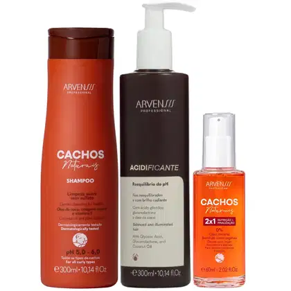 Imagem do produto Kit Arvensis Cachos Naturais - Shampoo 300ml + Acidificante 300ml + Óleo 2x1 60ml