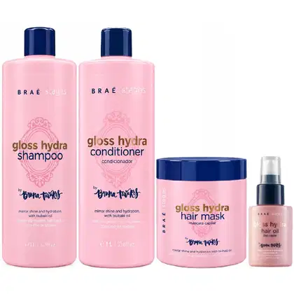 Imagem do produto Kit Braé Stages by Bruna Tavares Gloss Hydra Shampoo & Condicionador 1L + Máscara 500g + Óleo 60ml