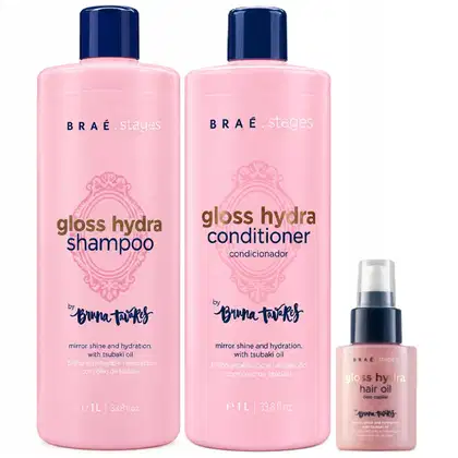 Imagem do produto Kit Braé Stages by Bruna Tavares Gloss Hydra Shampoo & Condicionador 1L + Óleo 60ml