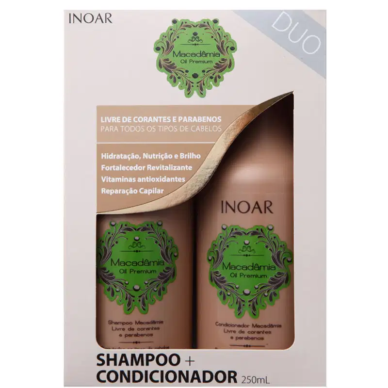 Kit Inoar Macadâmia Oil Premium Tratamento Diário 250ml (2 Produtos)