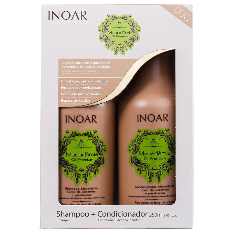 Kit Inoar Macadâmia Oil Premium Tratamento Diário 250ml (2 Produtos)
